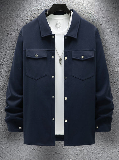 Veste décontractée à simple boutonnage pour homme, couleur unie, pour le printemps et l'automne