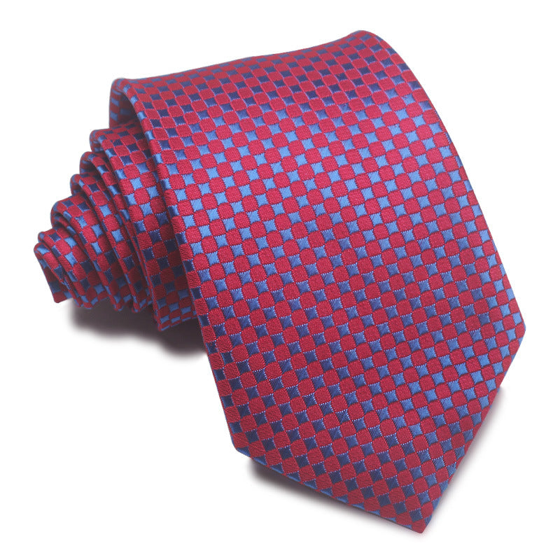 8CM Polyester Jacquard Striped Tie Men's Business Formal Red Black Blue - ARCHSHOPE