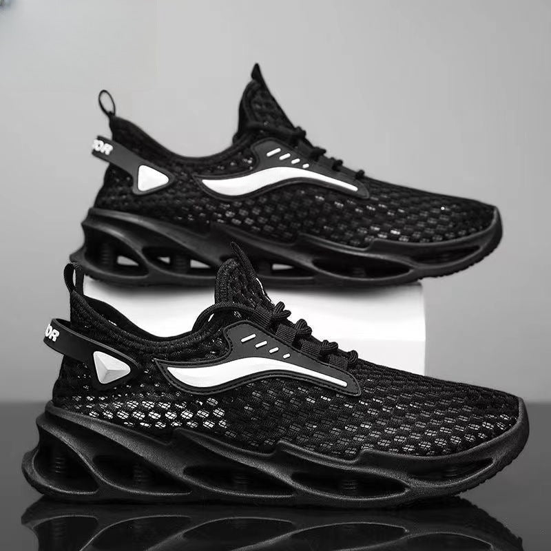 Herren Schnür-Sneakers Mesh Sportschuhe Mode Hohlsohle Low Top Laufschuhe