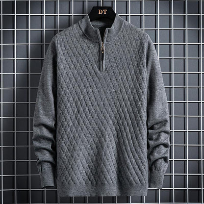 Herbst Winter Herren Half Zip Pullover Diamond Lattice Pullover