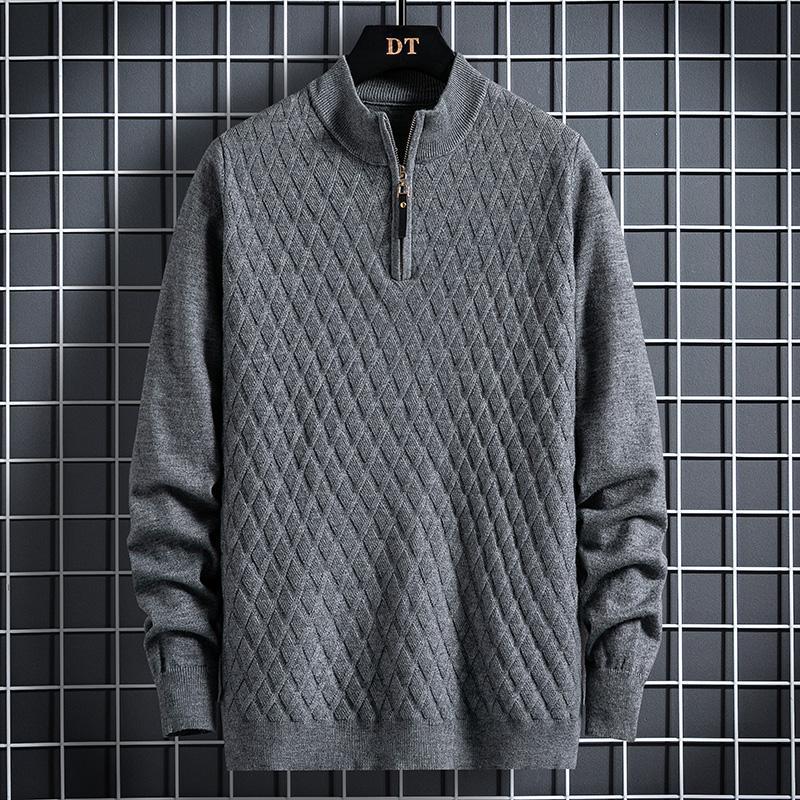 Herbst Winter Herren Half Zip Pullover Diamond Lattice Pullover