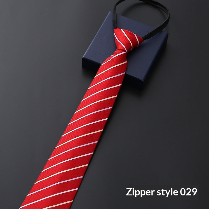 Mens Business Formal Zipper Tie With Blue Stripes - ARCHSHOPE