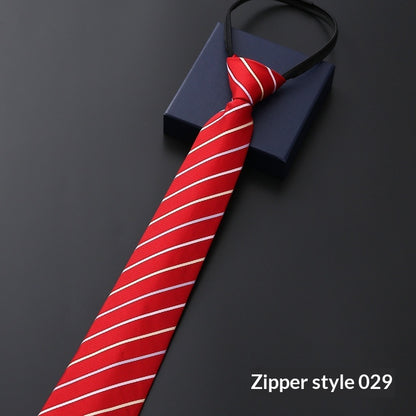 Mens Business Formal Zipper Tie With Blue Stripes - ARCHSHOPE
