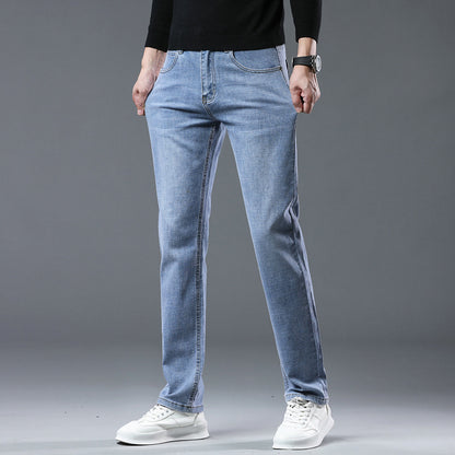Frühlings- und Sommerkleidung, gerade, all-matching, leichte Business-Casual-Stretch-Jeanshose für Herren