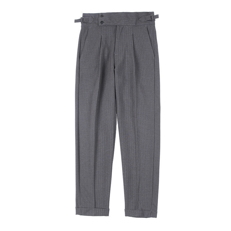 Pantalon taille haute rayé décontracté pour homme