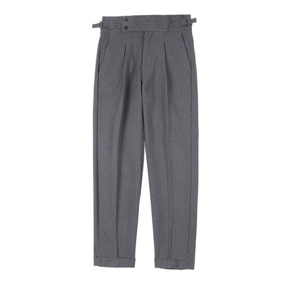 Pantalon taille haute rayé décontracté pour homme