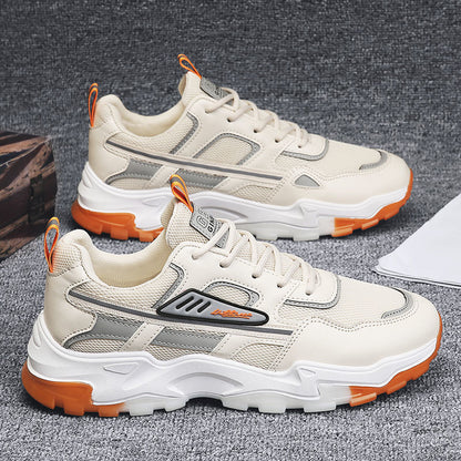 Schwarz-weiße Schnür-Sneakers für Herren, atmungsaktiv, für den Außenbereich, leichte Laufsportschuhe