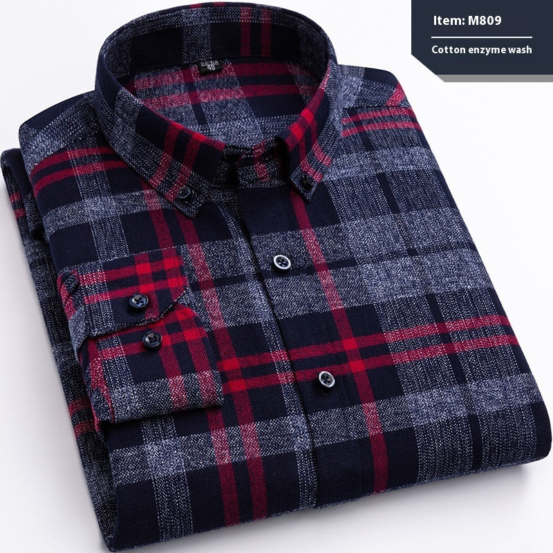 Baumwolle Langarmhemd Karo Business Slim Fit