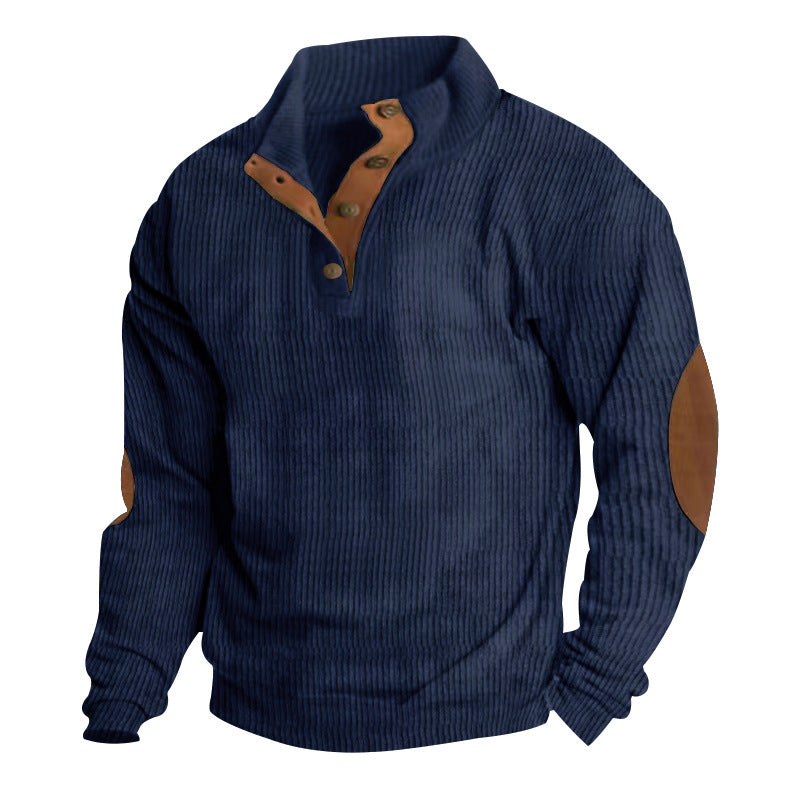 Corduroy Casual Stand Collar Long-sleeved Sweater - ARCHSHOPE