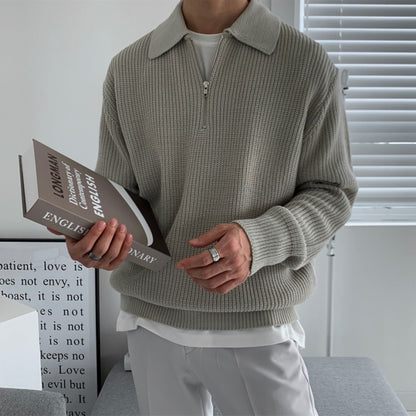 Revers Pullover Herren Winter Locker Leicht Reife Strickmode Trendy