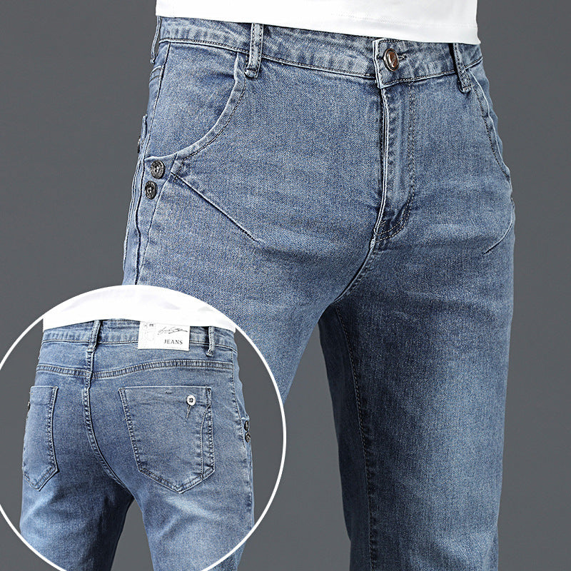 Jeans Herren Slim Fit Stretch Skinny Hose im koreanischen Stil