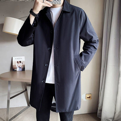 Trench mi-long ample pour homme, manteau fin et décontracté