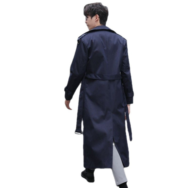 Langer britischer Trenchcoat im Slim Fit für Herren