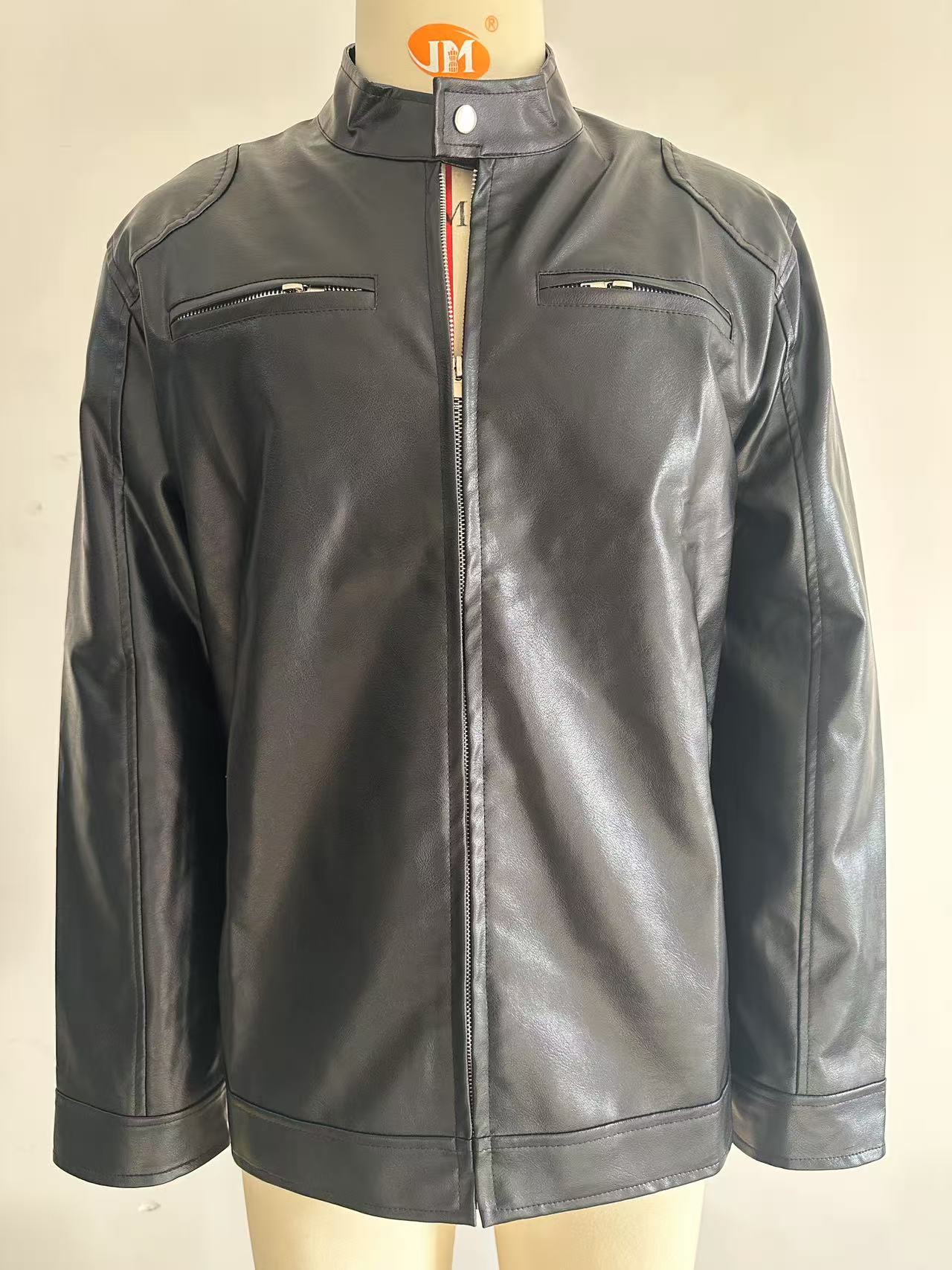 Men's Stand-up Collar Leather Jacket Business Casual Jacket - ARCHSHOPE