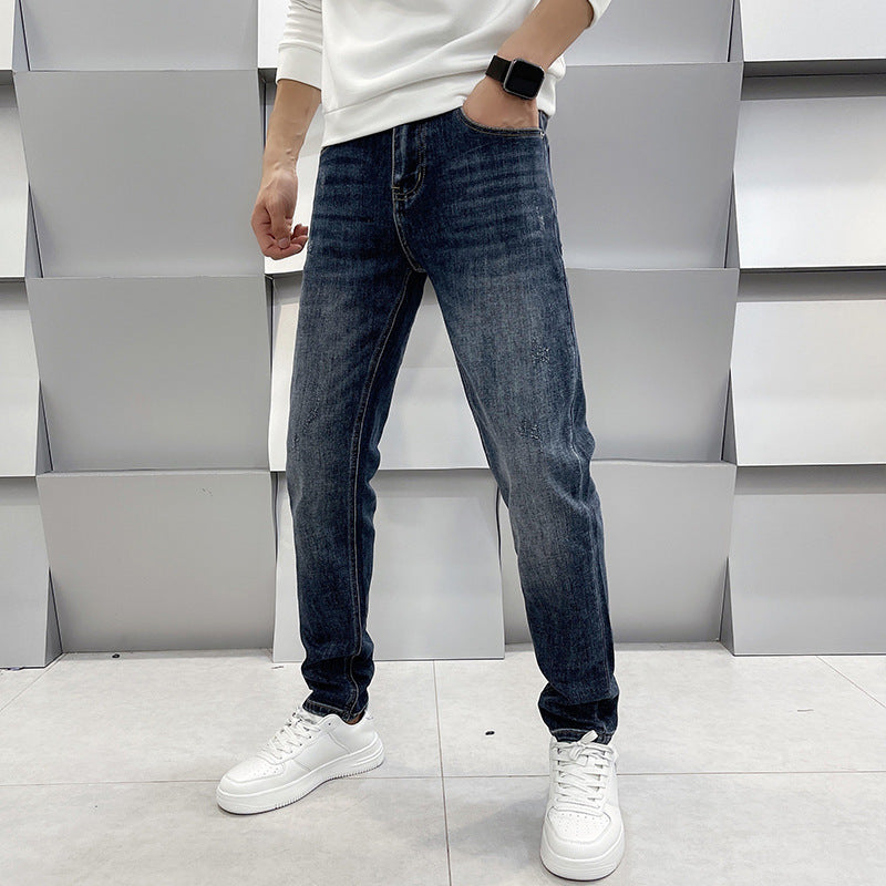 Lässige Slim Fit Jeans für Herren mit geradem Bein und elastischem Bund