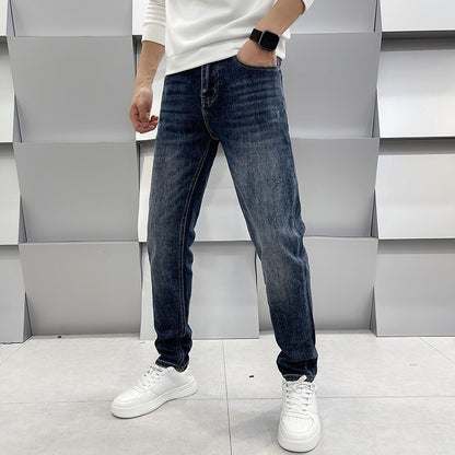 Lässige Slim Fit Jeans für Herren mit geradem Bein und elastischem Bund