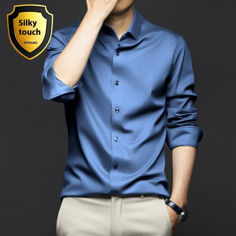 Chemise à manches longues pour homme, anti-rides, sans repassage, pour le travail