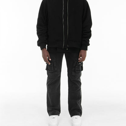 Pantalon large à jambe droite, nouvelle collection automne, vêtements de travail fonctionnels et décontractés à poches multiples