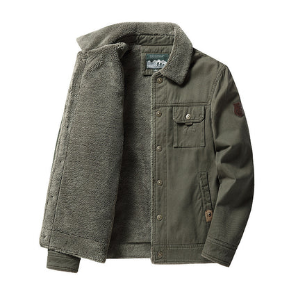 Fleecegefütterte, dicke Freizeit-Herrenjacke mit Polokragen