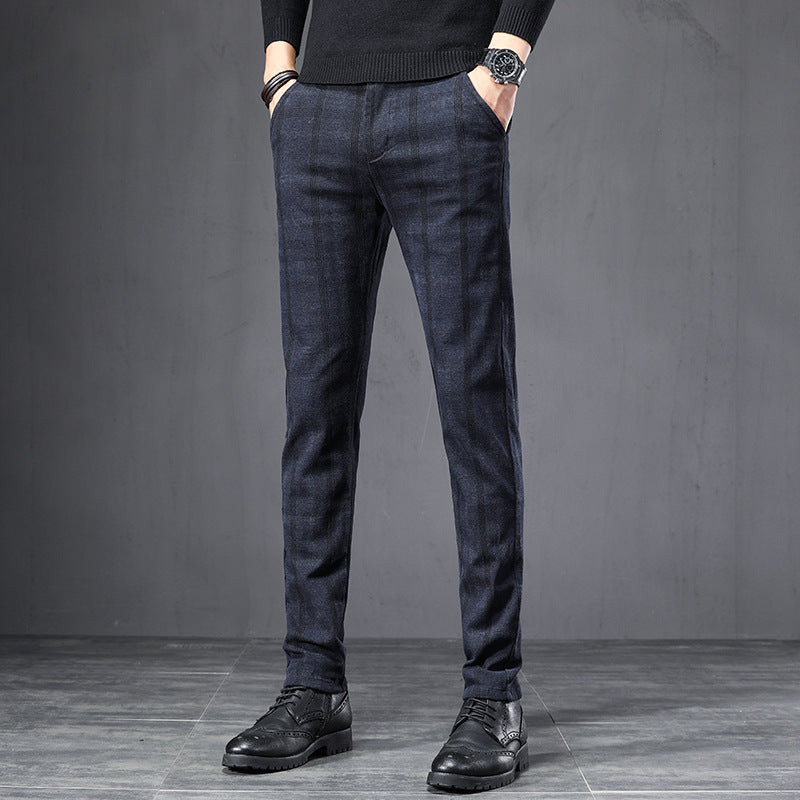 Herbst Plaid Hosen Schlank Gerade Lose Herren Casual Hosen Hosen Kleine Füße