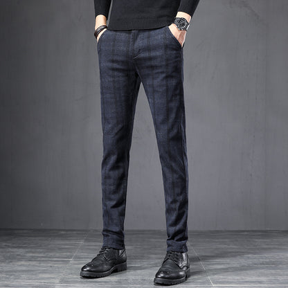 Herbst Plaid Hosen Schlank Gerade Lose Herren Casual Hosen Hosen Kleine Füße