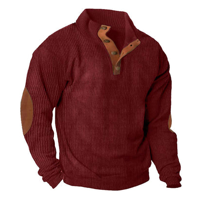 Corduroy Casual Stand Collar Long-sleeved Sweater - ARCHSHOPE