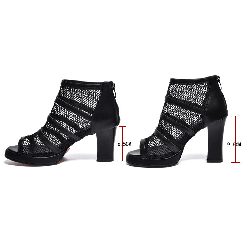 Mesh Shoes Women's High Heels With Thick Heels - ARCHSHOPE