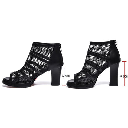 Mesh Shoes Women's High Heels With Thick Heels - ARCHSHOPE