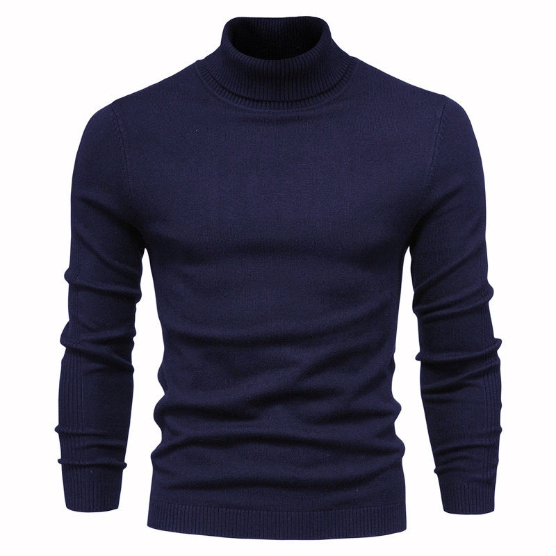 Men's Solid Color Slim Pullover Turtleneck Sweater Winter Casual Tops Clothing - ARCHSHOPE