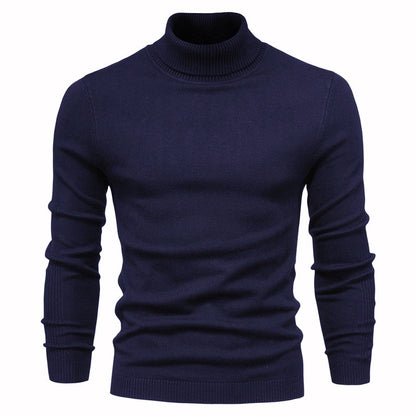 Men's Solid Color Slim Pullover Turtleneck Sweater Winter Casual Tops Clothing - ARCHSHOPE