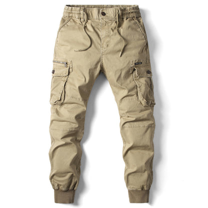 Solid Color Skinny Pants Multi-pocket Men's Working Pants - ARCHSHOPE