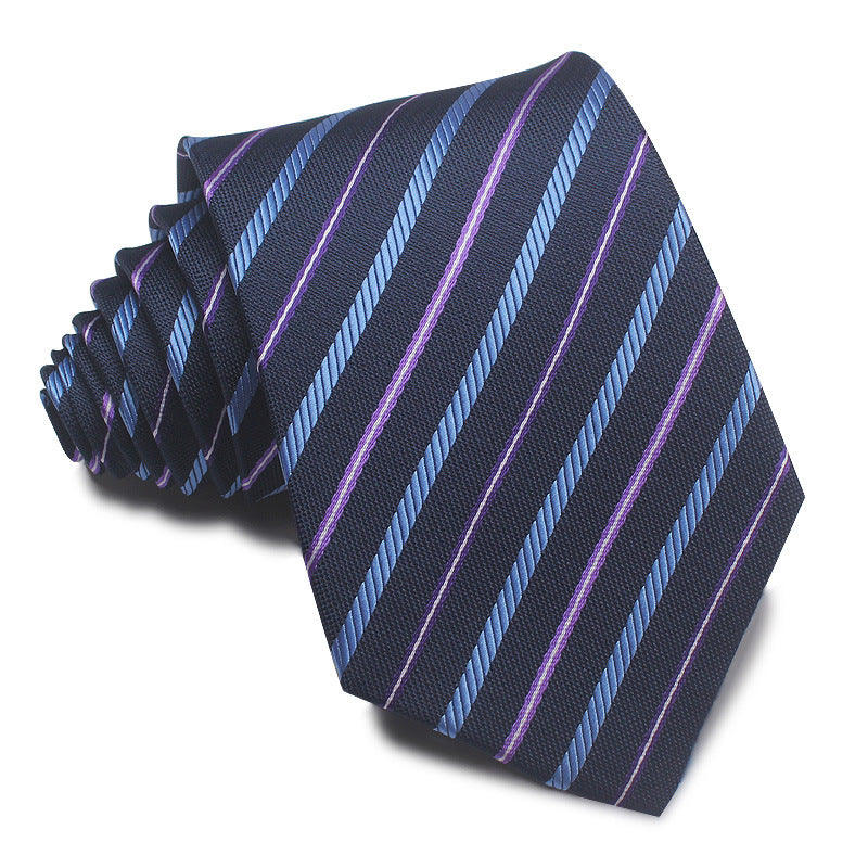 8CM Polyester Jacquard Striped Tie Men's Business Formal Red Black Blue - ARCHSHOPE