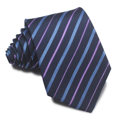 8CM Polyester Jacquard Striped Tie Men's Business Formal Red Black Blue - ARCHSHOPE