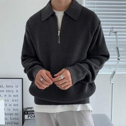 Revers Pullover Herren Winter Locker Leicht Reife Strickmode Trendy