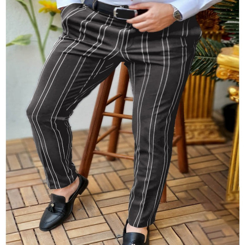 Frühling und Herbst Slim Fit Herren Business Casual Hosen Lange Hosen 3D Plaid