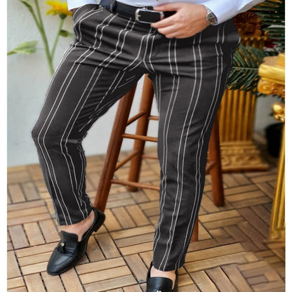 Frühling und Herbst Slim Fit Herren Business Casual Hosen Lange Hosen 3D Plaid