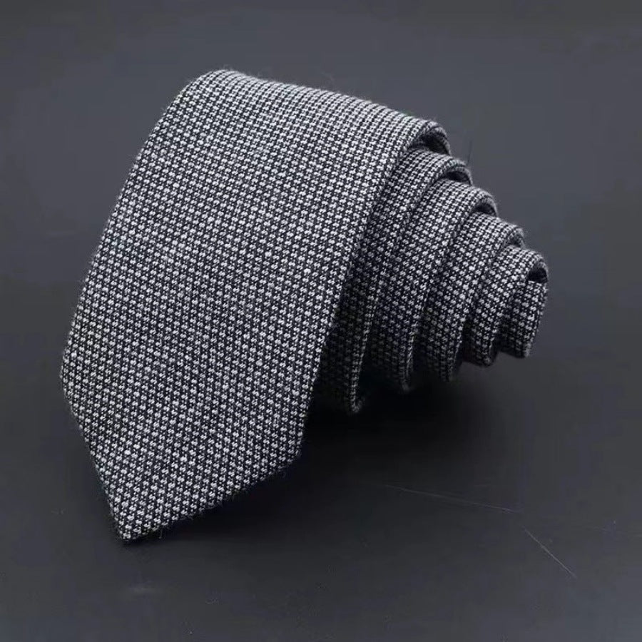 Thickened Sanded Fabric Hand Hit Men's Business Fashion Striped Solid Color Tie Cotton Formal Wear - ARCHSHOPE