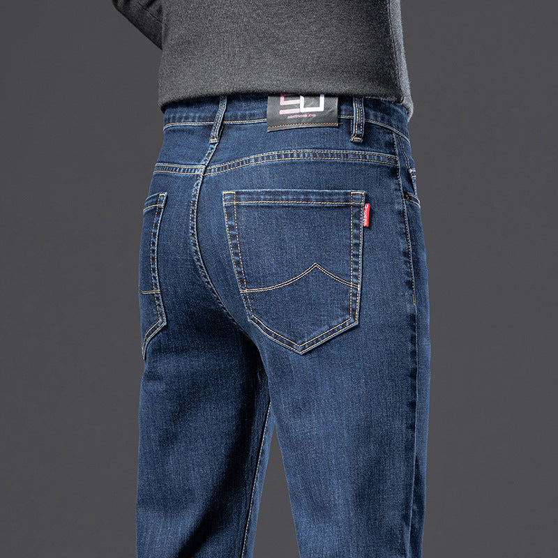 Jean molletonné rembourré pour homme, coupe droite, slim, élastique, épais