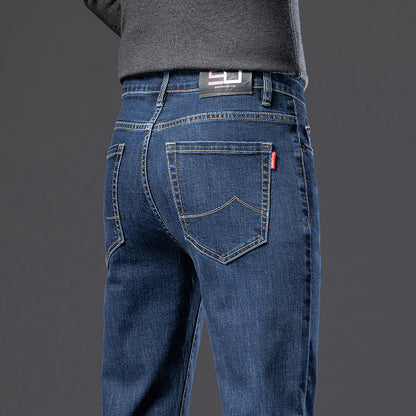 Jean molletonné rembourré pour homme, coupe droite, slim, élastique, épais