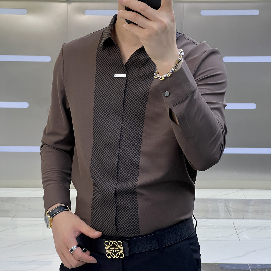 Chemise à manches longues décontractée pour homme