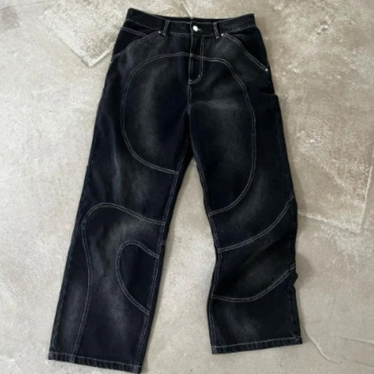 Jean droit simple style hip-hop pour homme