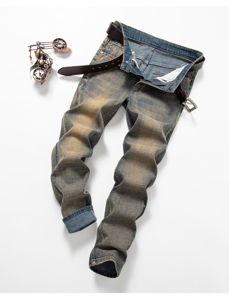 Herren Straight Stretch Slim Retro Running Volumen Vielseitige Retro Herren Lange Jeans