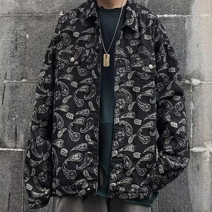 Schwarze Jacquard-Karierte Jeansjacke für Frühling und Herbst