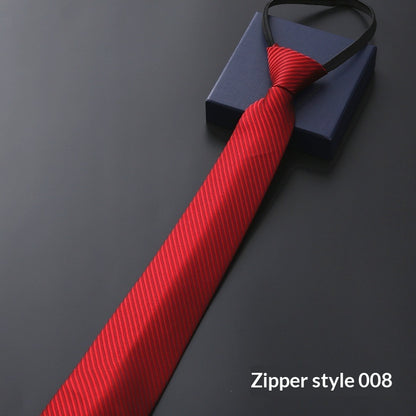 Mens Business Formal Zipper Tie With Blue Stripes - ARCHSHOPE