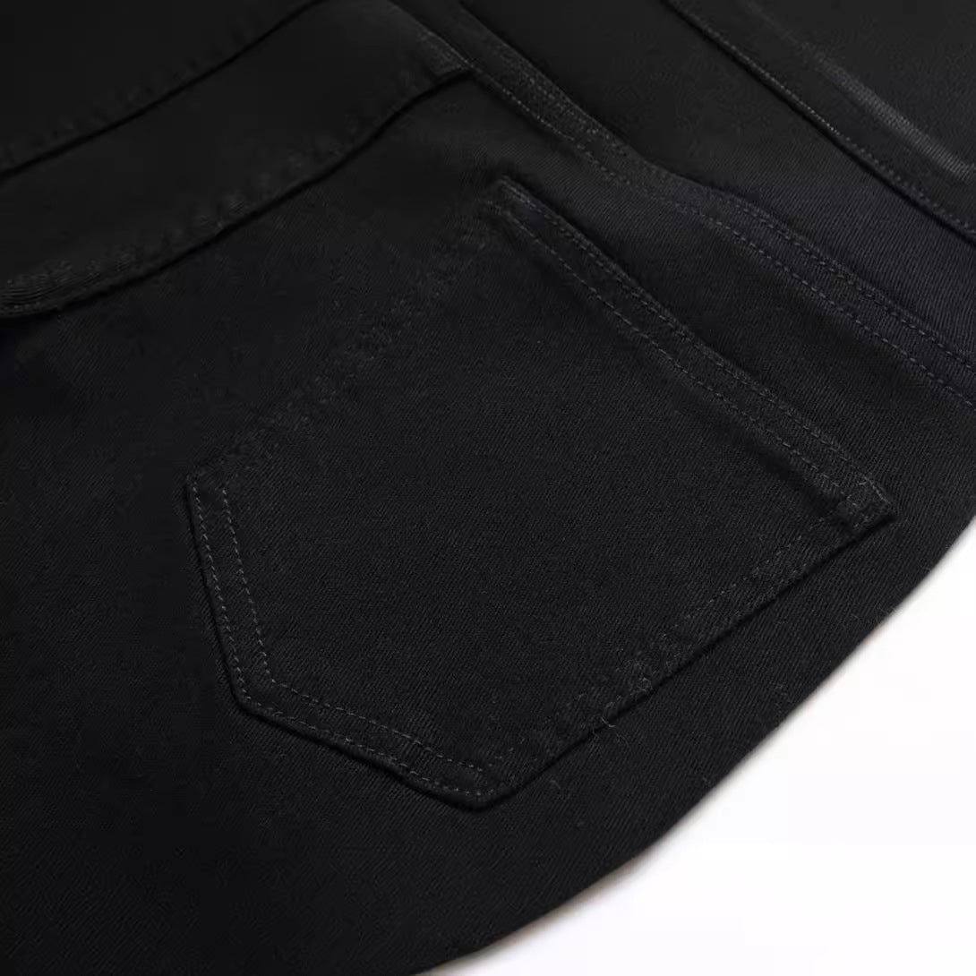 Schwarze, elastische Straight-Jeans für Herren