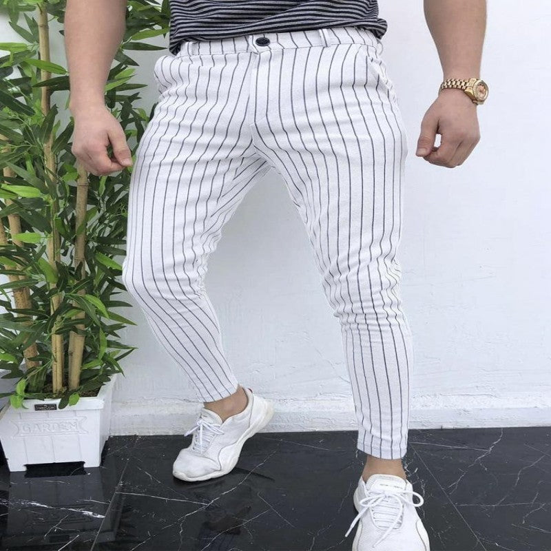 Frühling und Herbst Slim Fit Herren Business Casual Hosen Lange Hosen 3D Plaid