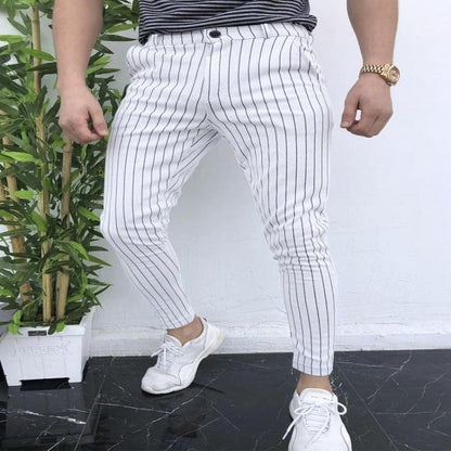 Frühling und Herbst Slim Fit Herren Business Casual Hosen Lange Hosen 3D Plaid