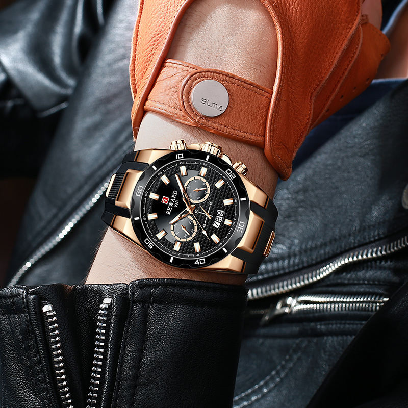 REWARD Mens Watch In Black And Gold With A Cool Design And Calendar Function - ARCHSHOPE