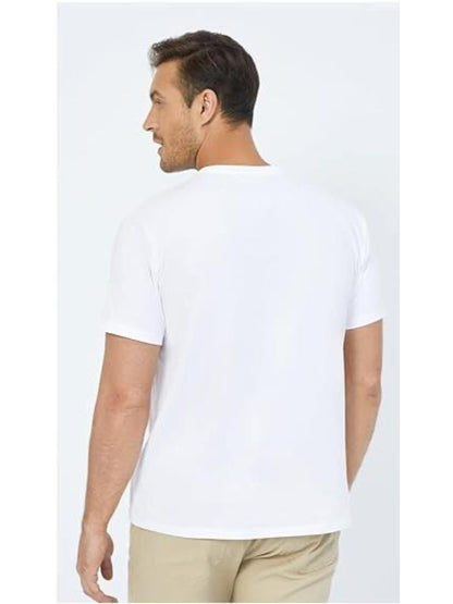 Neat White Basic Crewneck Short Sleeve Cotton Polyester Water Repellent Tops T Shirts Tee For Men - ARCHSHOPE