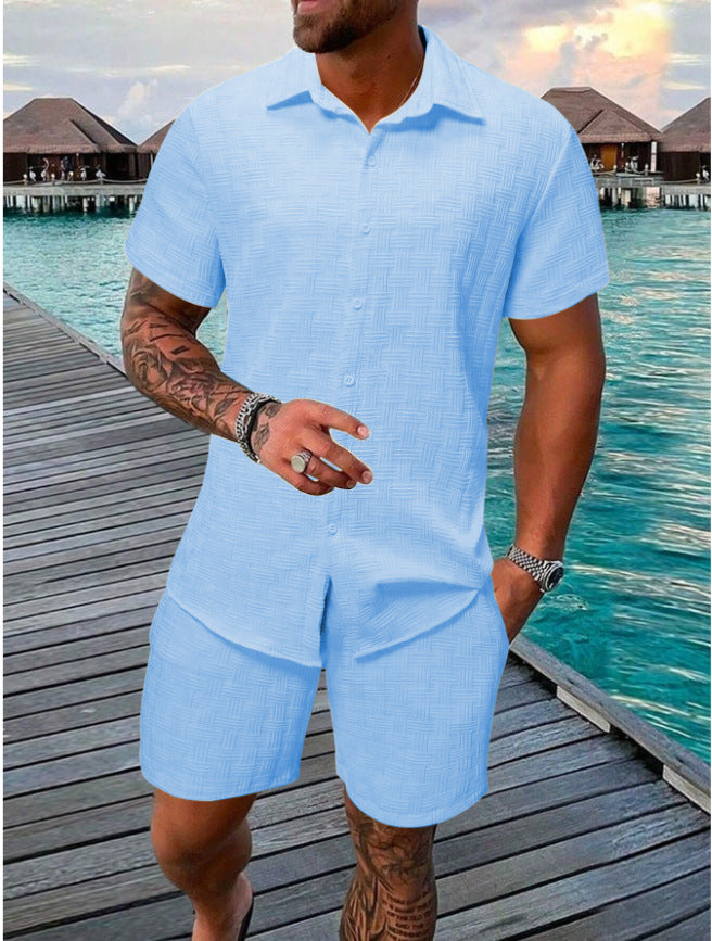 Summer Jacquard Black And White Solid Color Suit - ARCHSHOPE